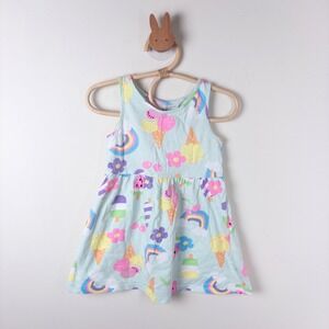 H&M Dress Kids 2T Mint Green Ice Cream Rainbow Watermelon Sleeveless Jersey